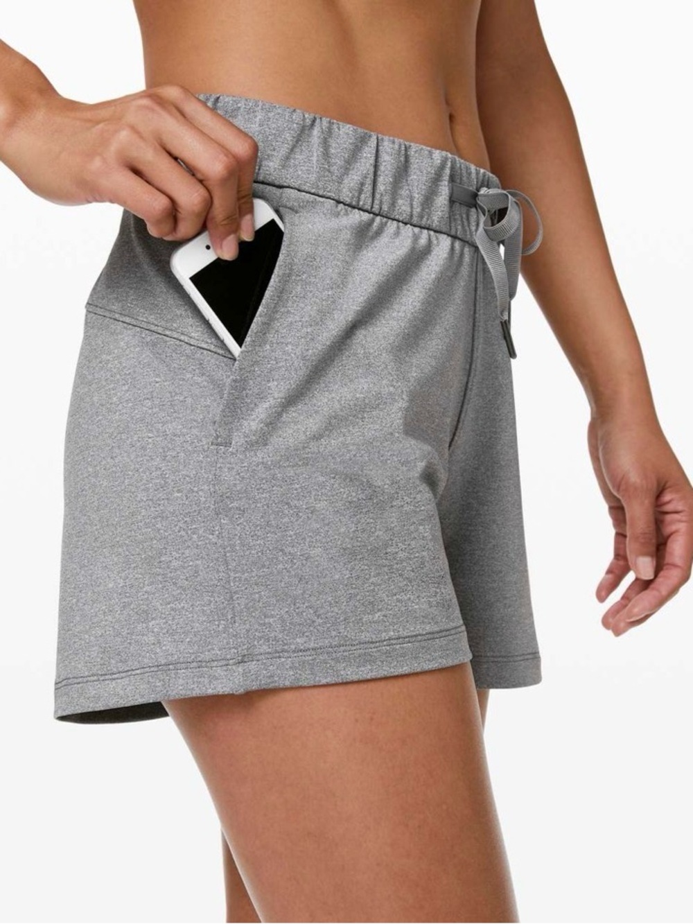 Lululemon On The Fly OTF Shorts Women’s Gray Drawstring Travel 2.5”